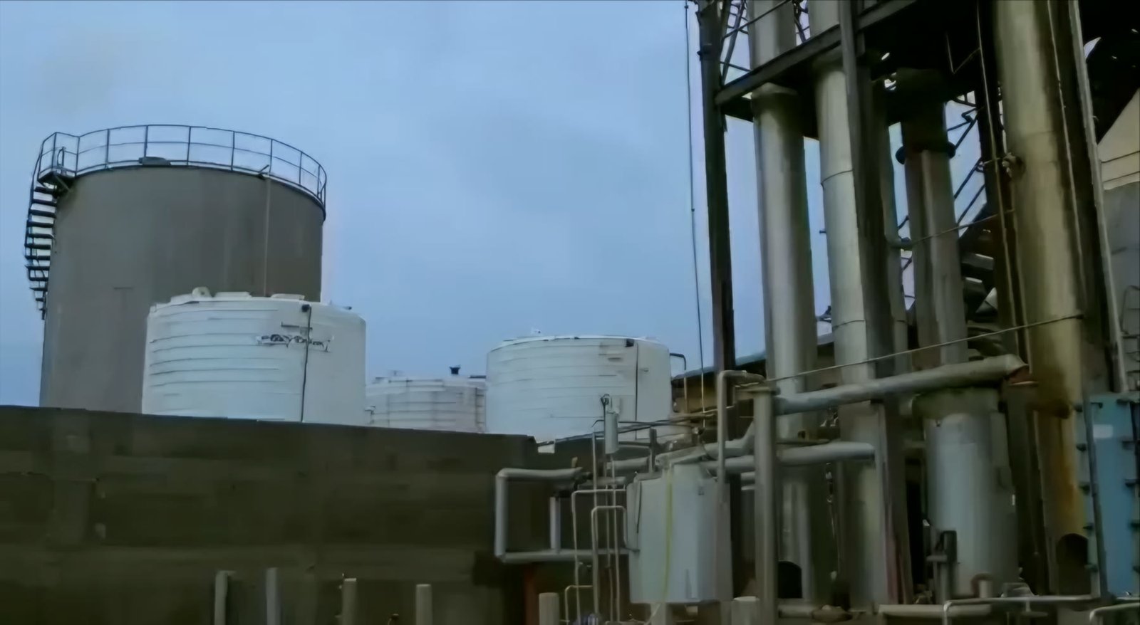 Distillation columns and storage tanks at the Alcoford facility