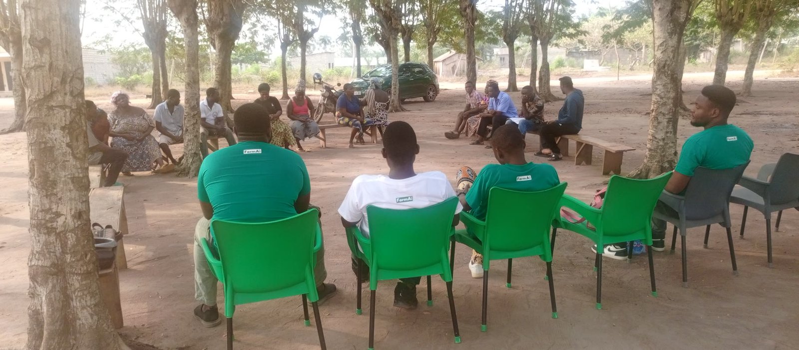 Alcoford agriculture team meeting with smallholder cassava farmers